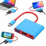 USB-C HDMI adapter, 3-&uuml;hes, 4K 60Hz, PD, sinine, 6,5 cm