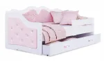 Roosa pehme voodi LILI 160x80 madratsiga