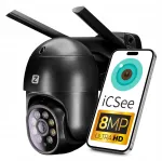 V&auml;lise 8MP 4K UHD must IP kaamera WiFi, 4x suum