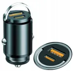 Autolaadija MINI 30W, USB/USB-C, 5V/9V/12V