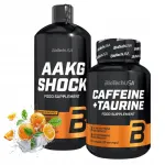 Toidulisand BIOTECH AAKG SHOCK 1000 ml ja BIOTECH CAFEINE AND TAURINE 60 kapslit