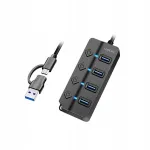 LogiLink USB-C jagaja, 4 liidest, l&uuml;lititega, must