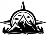 Auto kleebis COMPASS MOUNTAINS, taustata, 18 x 23,1 cm