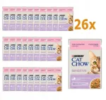 M&auml;rg kassitoit PURINA CAT CHOW Sensitive l&otilde;he ja suvik&otilde;rvitsaga, 26 x 85 g