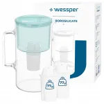 Wessper D2 veefilter borosilikaatklaasist, 3 l, 3 AquaClassic filtriga