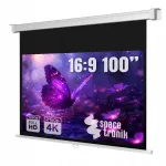 100" Full HD 4K 16:9 Spacetronik projektorisein, k&auml;sitsi keritav
