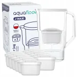 Plastikust kann AquaFloow J-MAXI 2,5 l, valge, 12 veefiltrikassettiga