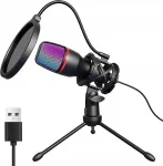 USB lauamikrofon m&auml;ngimiseks Hoppac statiiviga ja pop-filtriga