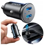 Autolaadija, 30 W, 2x USB-C, metallist