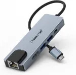USB C jaotur Lemorele 5in1 Etherneti, HDMI 4K ja 100W PD-ga