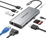 USB-C 10-in-1 adapter HDMI, USB 3.0, PD, TF kaardilugeja ja 3 USB pordiga