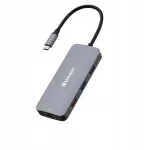 Adapter Verbatim USB-C HDMI, 3x USB-A, SD, alumiinium