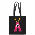 Laste puuvillane k&auml;ekott ECO BAG, must, kirjaga A, TT_495