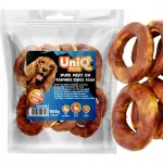 UniQ Pets koerasn&auml;kiv, 10 cm veisnahast r&otilde;ngas pardilihaga, 500 g