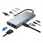 Adapter HUB 11-in-1, USB-C, HDMI 4K, Power Delivery, USB, LAN Gigabit