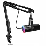 D&uuml;naamiline mikrofon statiiviga, XLR/USB &uuml;hendused, RGB taustvalgustus