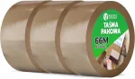 Pruun vaikselt kleepuv pakketeip, 48 mm x 66 m, 3 tk