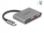 USB jagaja Delock 64337, 3 &uuml;hendust: 1x USB-C, 2x USB-A, 10 Gbps