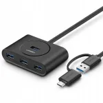 USB jagaja Ugreen CR113, 4 USB-C pesa, USB-A &uuml;hendus, USB 3.0, 5Gbps, 1 m kaabel, toitega