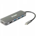 D-LINK DUB-2333 USB-C 10 cm metallist USB jagaja, h&otilde;bedane