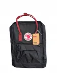 Fjallraven Kanken Classic 16L must seljakott punaste sangadega