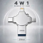 veorkide 256GB 4-in-1 m&auml;lupulk Lightning, USB-C, Micro USB, &uuml;hilduv iPhone ja iPadiga