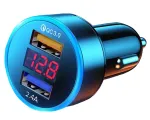 Autolaadija 2 x USB QC 3.0, LED voltmeeter, valgustus