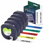 DYMO LetraTag teibid: valge, kollane, punane, roheline, sinine, 4 m, 5 tk