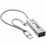 USB-jaotur koos 3x USB 2.0 ja USB-C kaardilugejaga Yenkee YHC 103SR, 480 Mbps