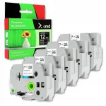 Sildilint BROTHER TZe-335, must valgete tekstidega, 12 mm x 8 m, 5 tk