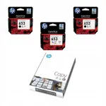 HP 653 tindikomplekt: 2 musta (3YM75AE) ja &uuml;ks v&auml;rviline (3YM74AE) + HP COPY