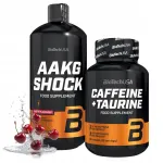 Energiakomplekt: BIOTECH AAKG SHOCK 1000 ml ja BIOTECH CAFEINE AND TAURINE 60 kapslit