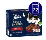 Felix Tasty Shreds kassitoit veise-, kana-, pardi- ja kalkunilihaga, 72x80g