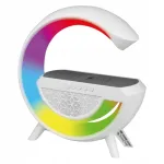 Laualamp RGB LED-iga Bluetoothi k&otilde;lariga ja juhtmevaba laadijaga, valge