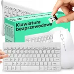 Juhtmevaba valge mini klaviatuuri ja hiire komplekt, ergonoomiline, vaikne, USB