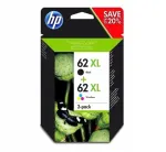 HP 62XL tindikassetid must ja v&auml;rviline, sobivad ENVY 5540, 5640, 7640 jaoks