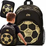Kooliseljakott koos pliiatsikotiga GOLD FOOTBALL 3D, kerge, polsterdatud poistele
