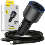 Autolaadija 2x USB-C QC3.0 95W, sigaretis&uuml;&uuml;taja pistikuga