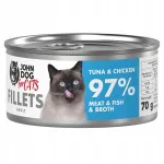 JOHN DOG m&auml;rg kassitoit tuuni ja kanaga puljongis, 70 g