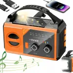Raadio p&auml;ikese laadimise ja k&auml;sigeneraatoriga, Bluetooth 5.3, 20000mAh, oranž