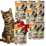 M&auml;rg kassitoit 2 Friends kalaga, 72% liha kastmes, 7x415g + 1 tasuta