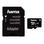 Hama microSDXC 64GB m&auml;lukaart SD adapteriga 80MB/s Class C10