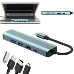 USB-C adapter HDMI, USB 3.0, 5 Gb/s, 5-in-1, MacBookiga &uuml;hilduv
