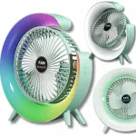 USB lauaventilaator, laetav, RGB, vaikne, 3 kiirust, 90&deg; reguleeritav