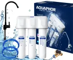 Vees filter valamu jaoks Aquaphor Crystal H pehmendusfunktsiooniga, must kraan