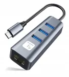 USB-C 3.1 v&otilde;rgukaart adapter RJ45 ja 3 USB 3.0 pesa Techly