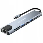 Techsuit NetBridge 8-in-1 (H2) dokkimisjaam USB-C-st 2x USB-C
