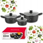 Klausberg KB-7960 6-osaline marmorkattega, induktsiooniline, mittesisalduv pottide komplekt