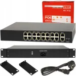 PoE l&uuml;liti IP kaameratele, 16x PoE, 240 Mbps, 2x UpLink, 240 W, Extend režiim, MDI