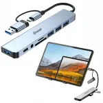 Universaalne 8-pordine USB-C hub SD kaartide lugeja, USB 3.0 ja audio